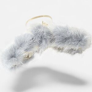 Faux Fur Pom Pom Hair Claw Clip